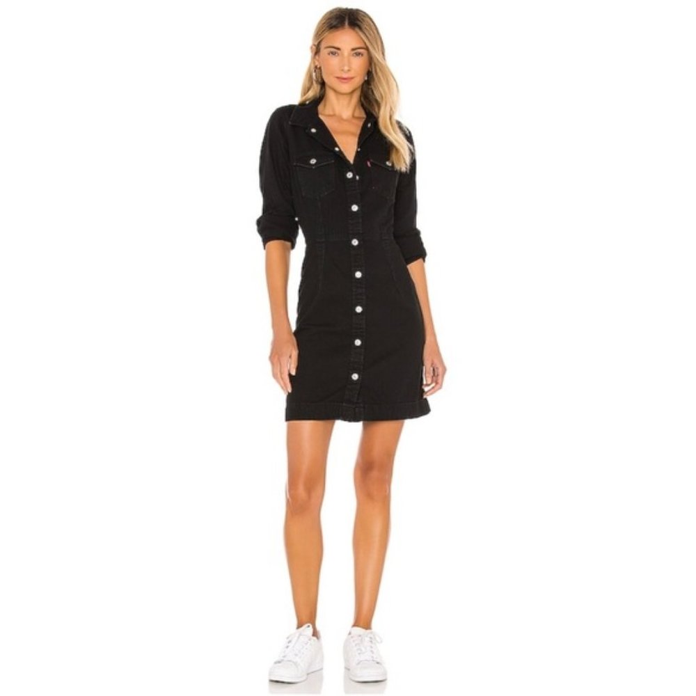 Levi's Ellie Long Sleeve Snap Closure Denim Dress